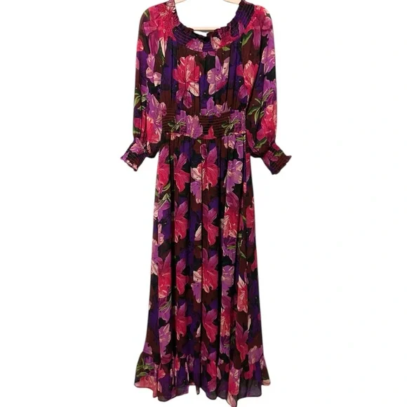 PETAL & PUP NWT Luanne Floral Off the Shoulder Long Sleeve Maxi Dress - Picture 8 of 15